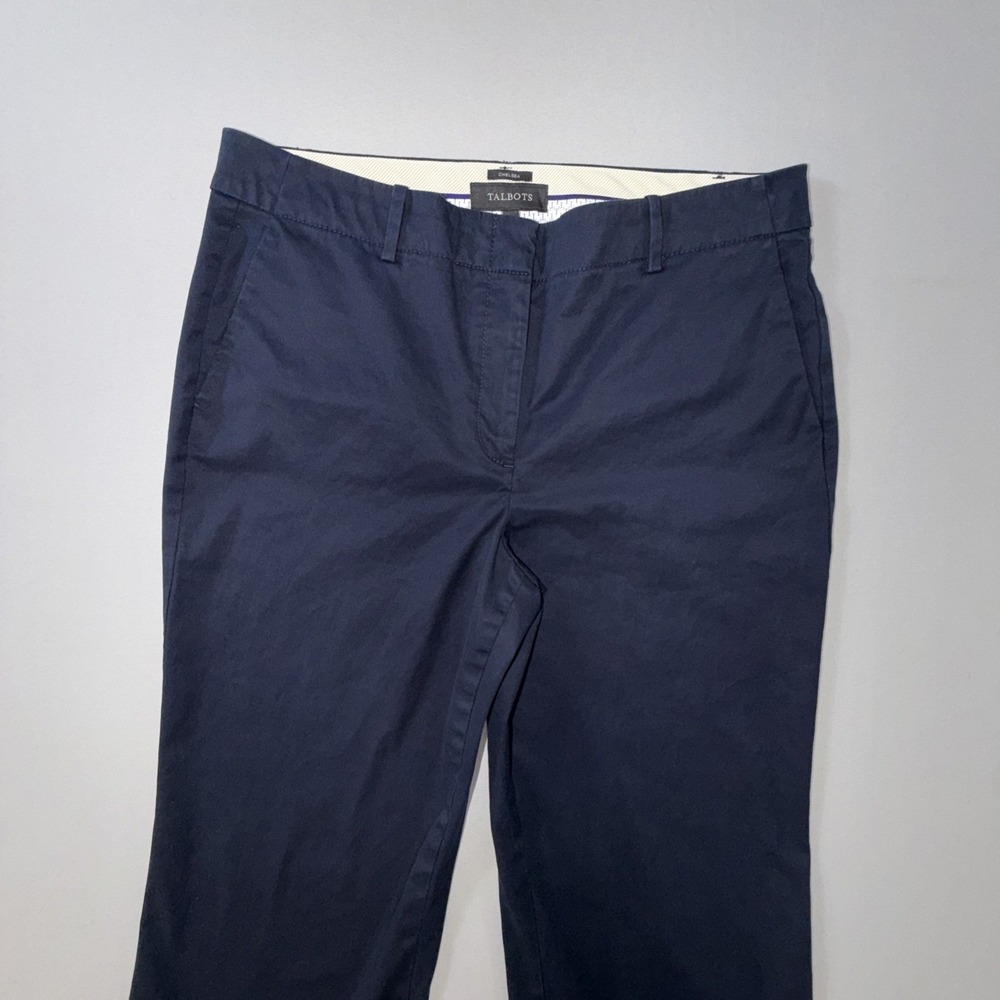 Talbots Chelsea Blue Chino Capri Pants Size 12 Navy Blue 34X20 Cotton Straight - Picture 2 of 5